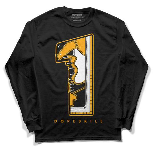 Taxi Yellow Toe 1s DopeSkill Long Sleeve T-Shirt No.1 Graphic - Black 