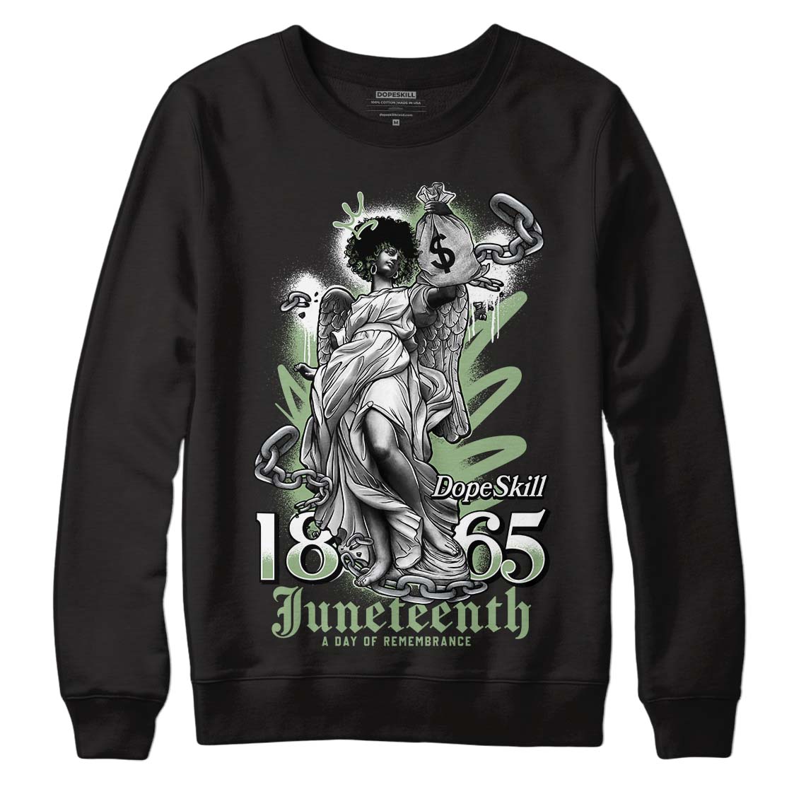 Jordan 4 Retro “Seafoam”  DopeSkill Sweatshirt Juneteenth Graphic Streetwear  - Black 