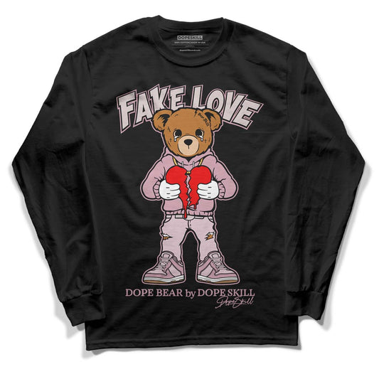 Dunk Low Teddy Bear Pink DopeSkill Long Sleeve T-Shirt Fake Love Graphic - Black 