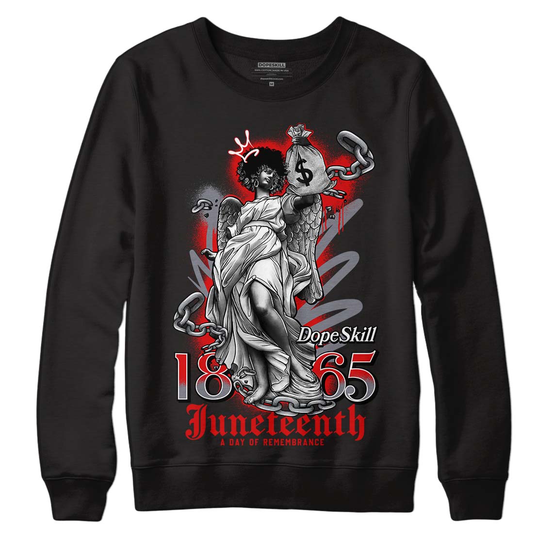 Gym Red 9s DopeSkill Sweatshirt Juneteenth Graphic - Black