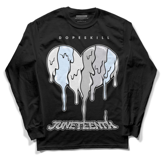 Black Metallic Chrome 6s DopeSkill Long Sleeve T-Shirt Juneteenth Heart Graphic - Black