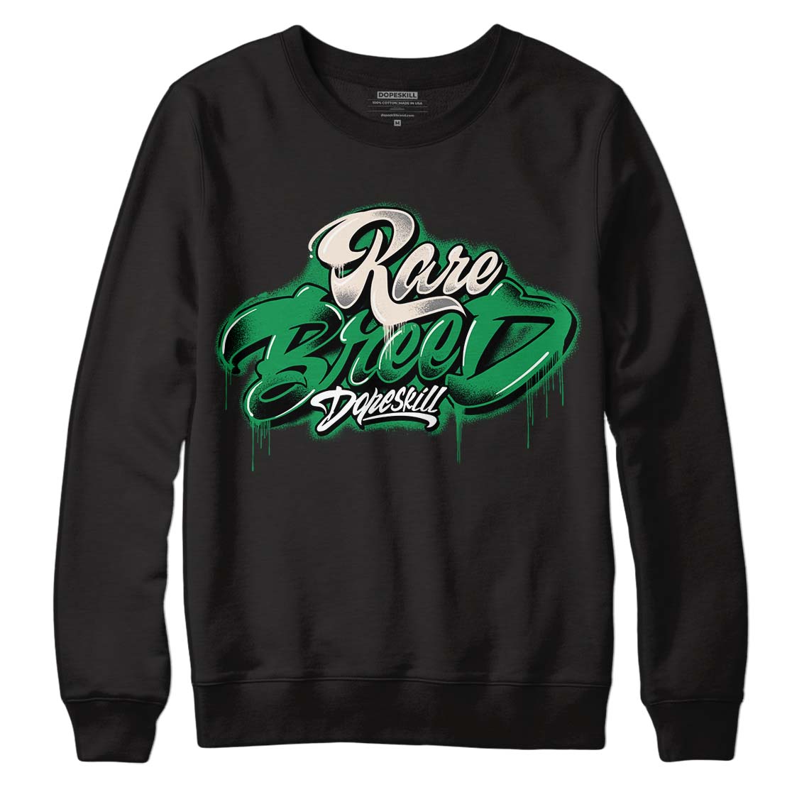 Jordan 2 Retro Lucky Green DopeSkill Sweatshirt Rare Breed Type Graphic Streetwear  - Black 