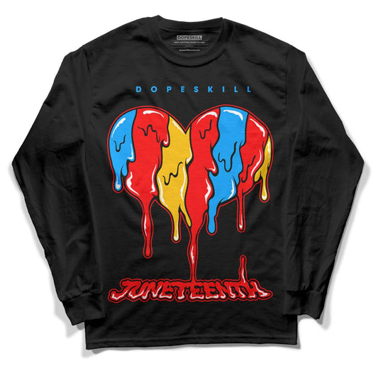 Fruity Pebbles Dunks DopeSkill Long Sleeve T-Shirt Juneteenth Heart Graphic - Black