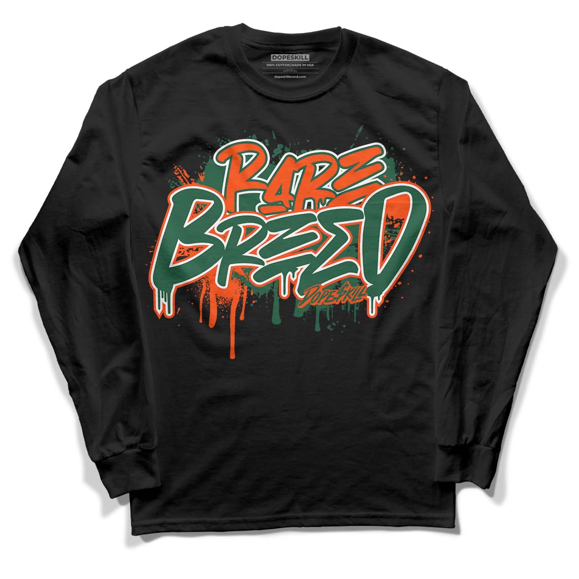 Dunk Low Team Dark Green Orange DopeSkill Long Sleeve T-Shirt Rare Breed Graphic - Black