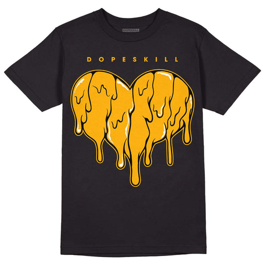 Goldenrod Dunk DopeSkill T-Shirt Slime Drip Heart Graphic - Black 