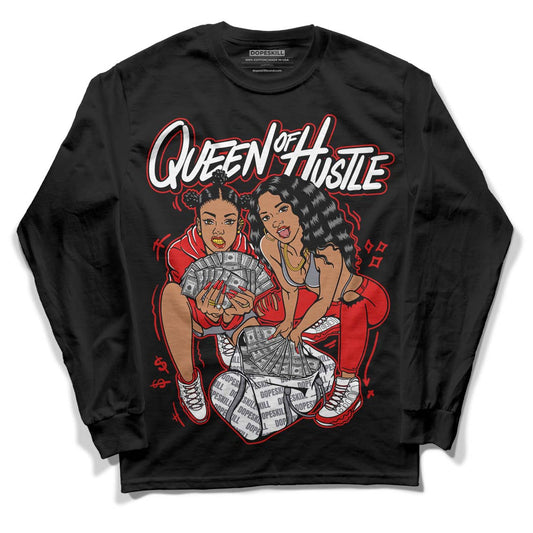 Gym Red 9s DopeSkill Long Sleeve T-Shirt Queen Of Hustle Graphic - Black