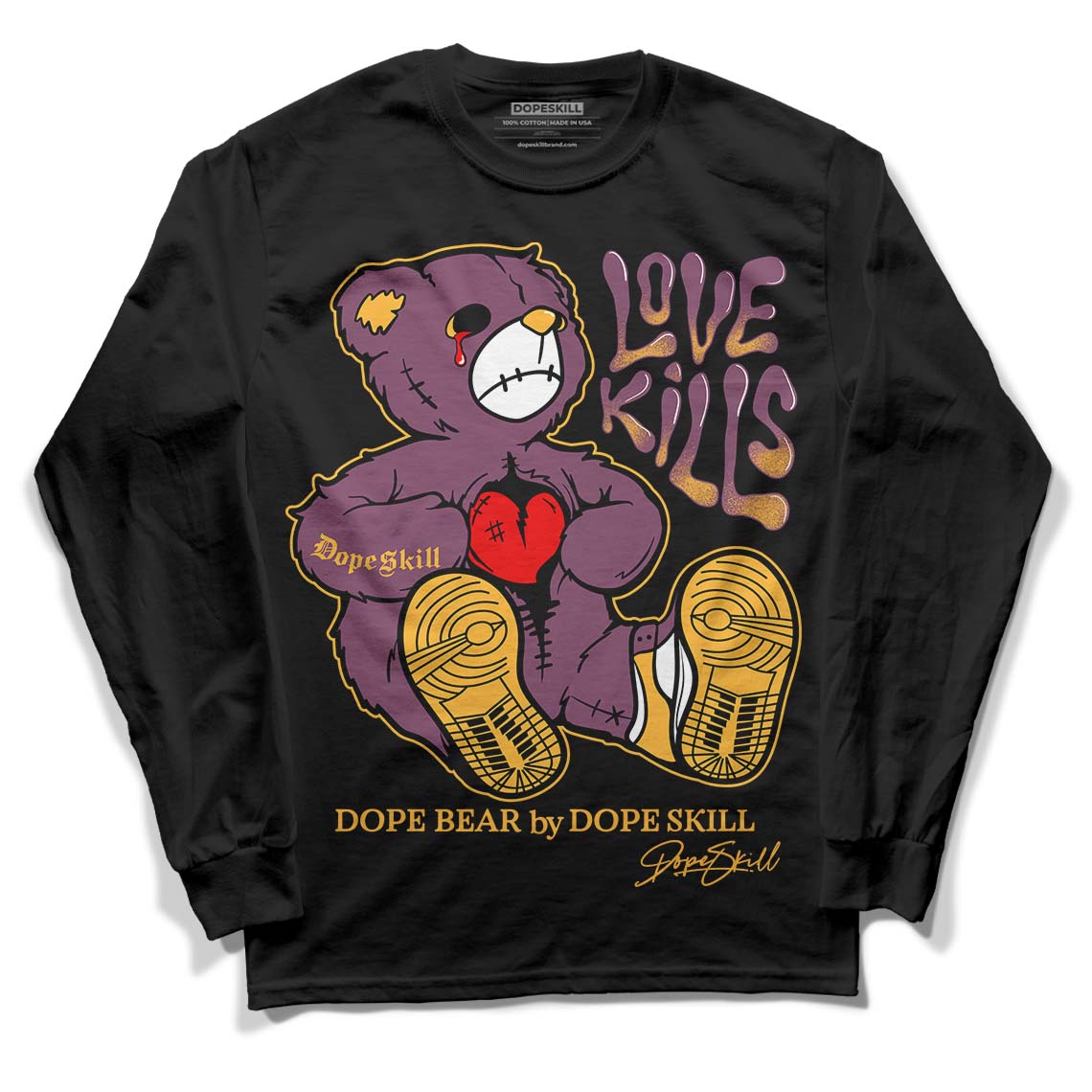 Brotherhood 1s High OG DopeSkill Long Sleeve T-Shirt Love Kills Graphic - Black