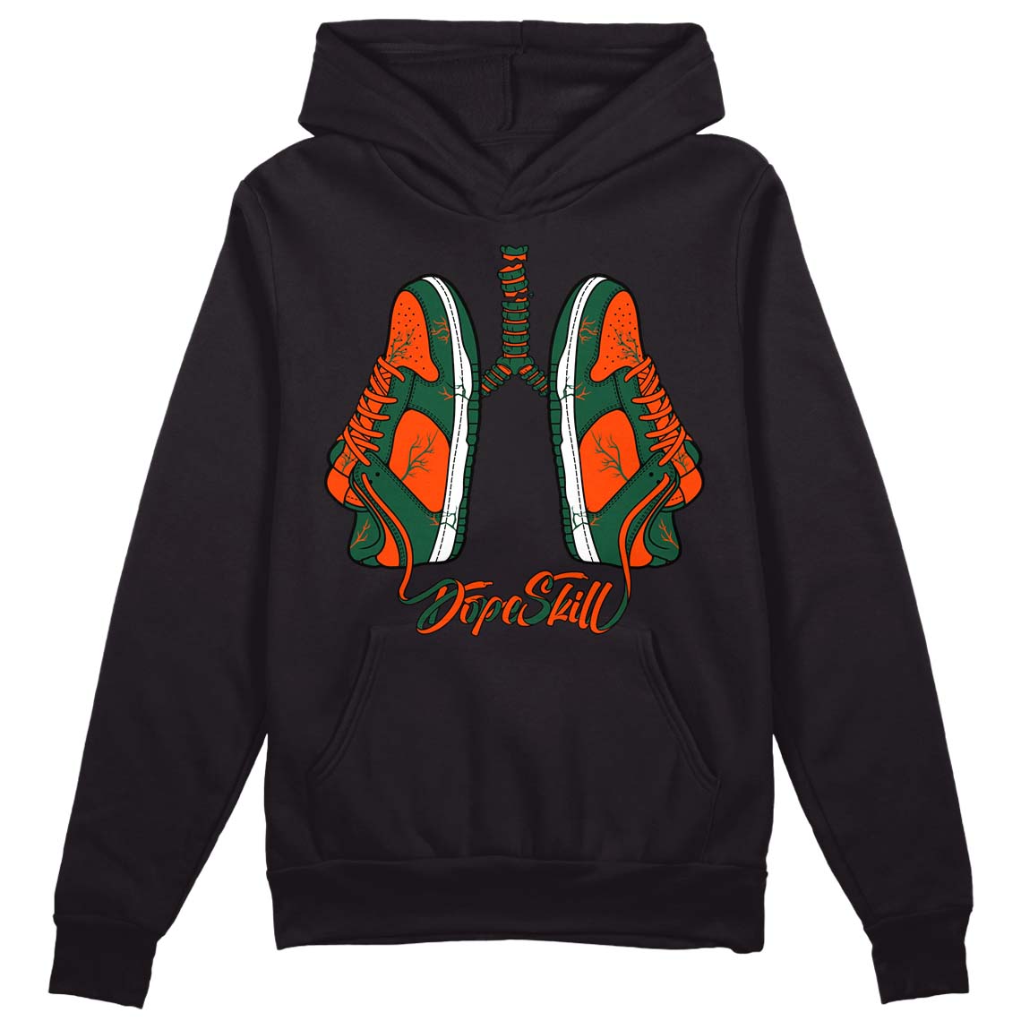 Dunk Low Team Dark Green Orange DopeSkill Hoodie Sweatshirt Breathe Graphic - Black