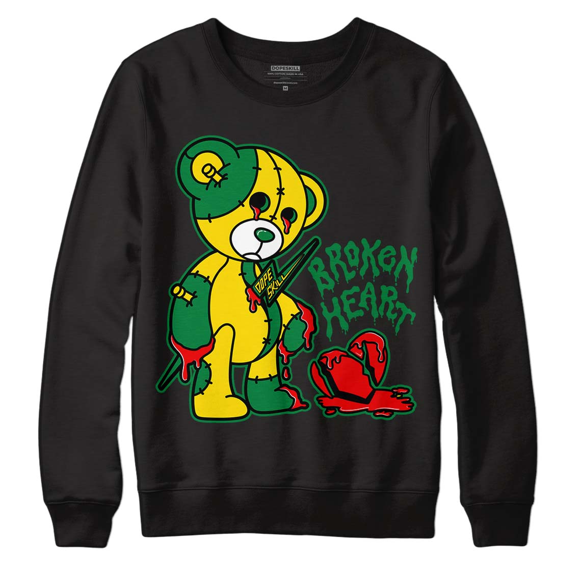 Dunk Low Reverse Brazil DopeSkill Sweatshirt Broken Heart Graphic - Black