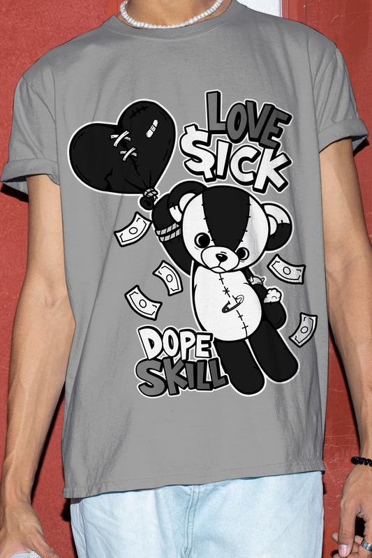AJ 12 Playoffs DopeSkill Metallic Silver T-shirt Love Sick Graphic