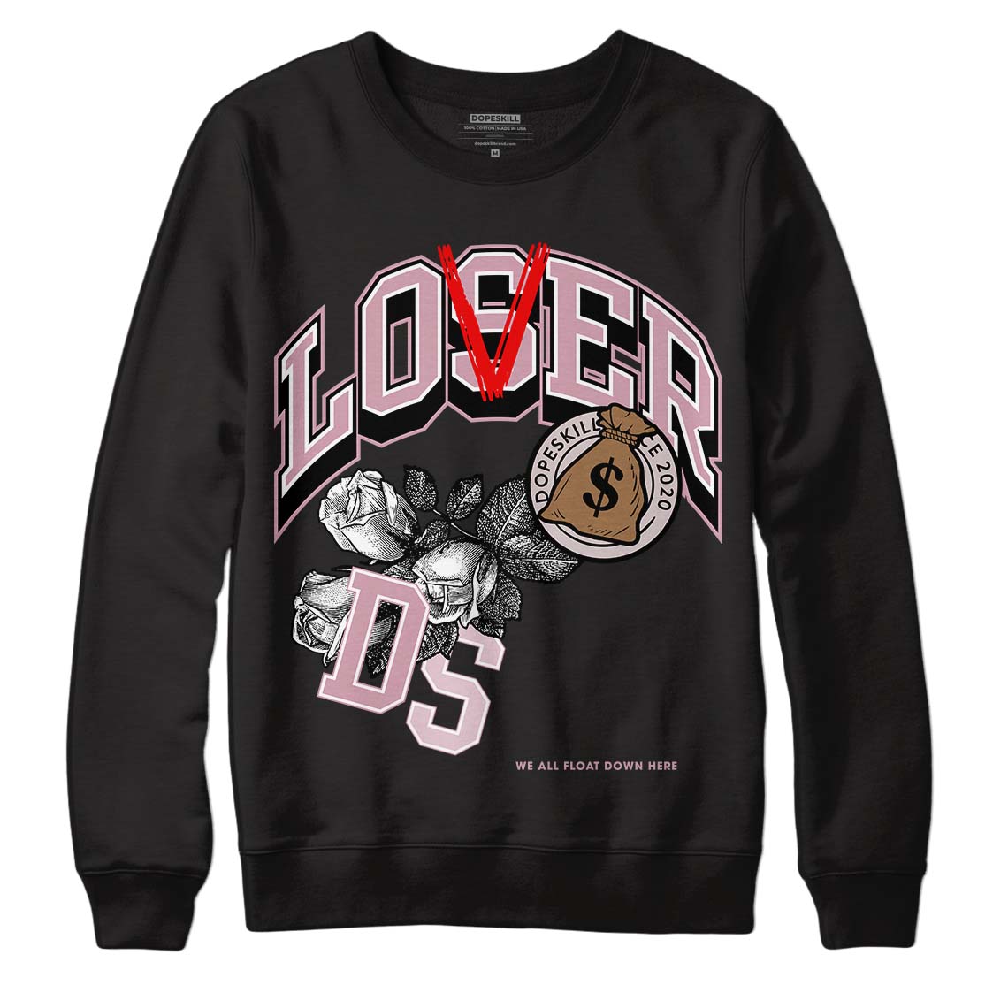 Dunk Low Teddy Bear Pink DopeSkill Sweatshirt Loser Lover Graphic - Black 