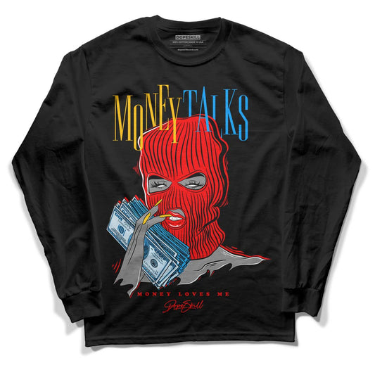 Fruity Pebbles Dunks DopeSkill Long Sleeve T-Shirt Money Talks Graphic - Black