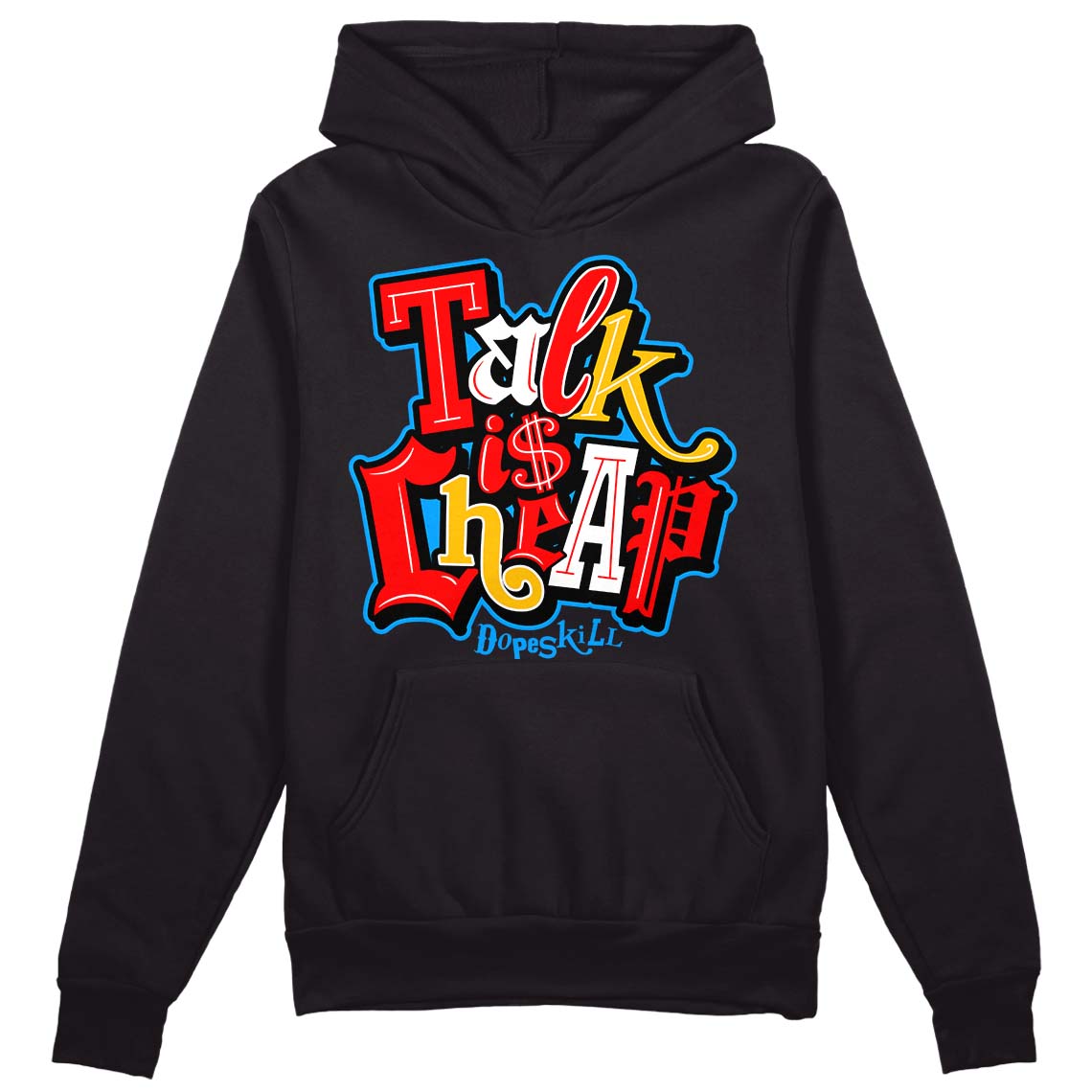 Fruity Pebbles Dunks DopeSkill Hoodie Sweatshirt Talk Is Chip Graphic - Black