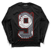 Fire Red 9s DopeSkill Long Sleeve T-Shirt No.9 Graphic - Black 