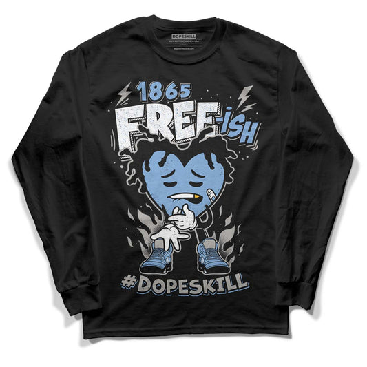 Jordan 5 Retro University Blue DopeSkill Long Sleeve T-Shirt Free-ish Graphic Streetwear - Black