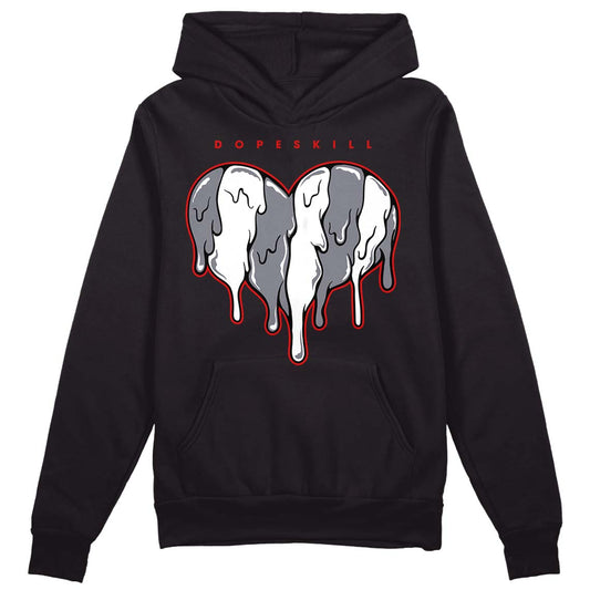 Fire Red 9s DopeSkill Hoodie Sweatshirt Slime Drip Heart Graphic - Black 