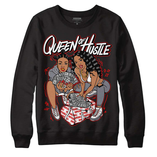 Fire Red 9s DopeSkill Sweatshirt Queen Of Hustle Graphic - Black 