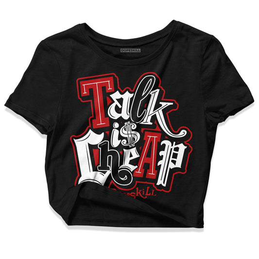 Playoffs 13s DopeSkill Women's Crop Top Talk Is Chip Graphic - Black