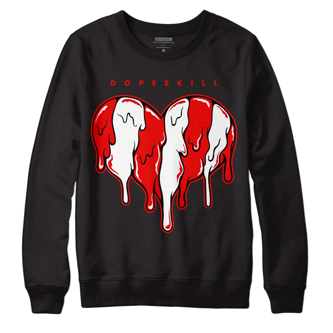 Cherry 11s DopeSkill Sweatshirt Slime Drip Heart Graphic - Black