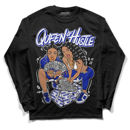 Racer Blue White Dunk Low DopeSkill Long Sleeve T-Shirt Queen Of Hustle Graphic - Black