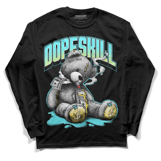 Aqua 5s DopeSkill Long Sleeve T-Shirt Sick Bear Graphic - Black