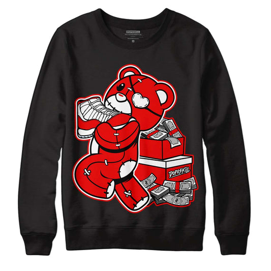 Cherry 11s DopeSkill Sweatshirt Bear Steals Sneaker Graphic - Black