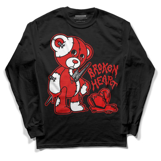 Gym Red 9s DopeSkill Long Sleeve T-Shirt Broken Heart Graphic - Black