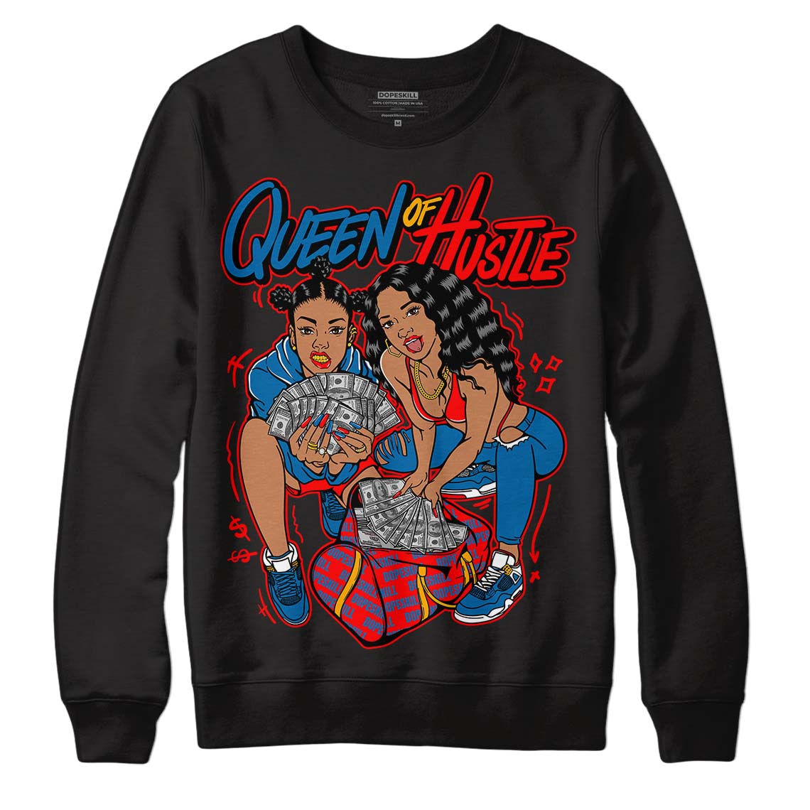 Messy Room 4S DopeSkill Sweatshirt Queen Of Hustle Graphic - Black