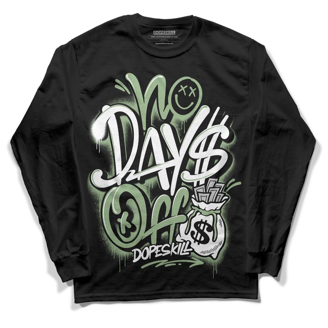 Jordan 4 Retro “Seafoam” DopeSkill Long Sleeve T-Shirt No Days Off Graphic Streetwear  - Black