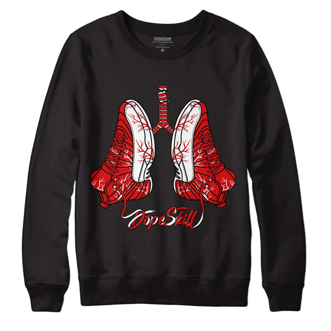 Jordan 12 Retro ‘Gym Red’ DopeSkill Sweatshirt Breathe Graphic Streetwear - Black 