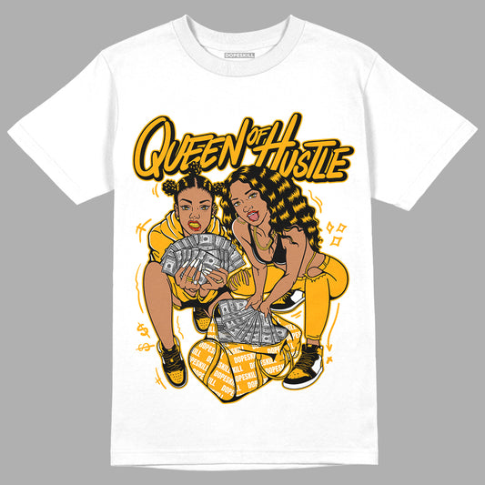 Taxi Yellow Toe 1s DopeSkill T-Shirt Queen Of Hustle Graphic - White 