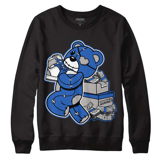 True Blue 1s DopeSkill Sweatshirt Bear Steals Sneaker Graphic - Black