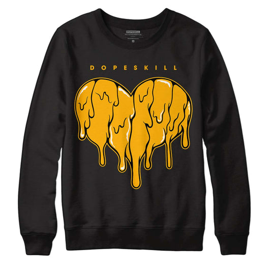 Goldenrod Dunk DopeSkill Sweatshirt Slime Drip Heart Graphic - Black 