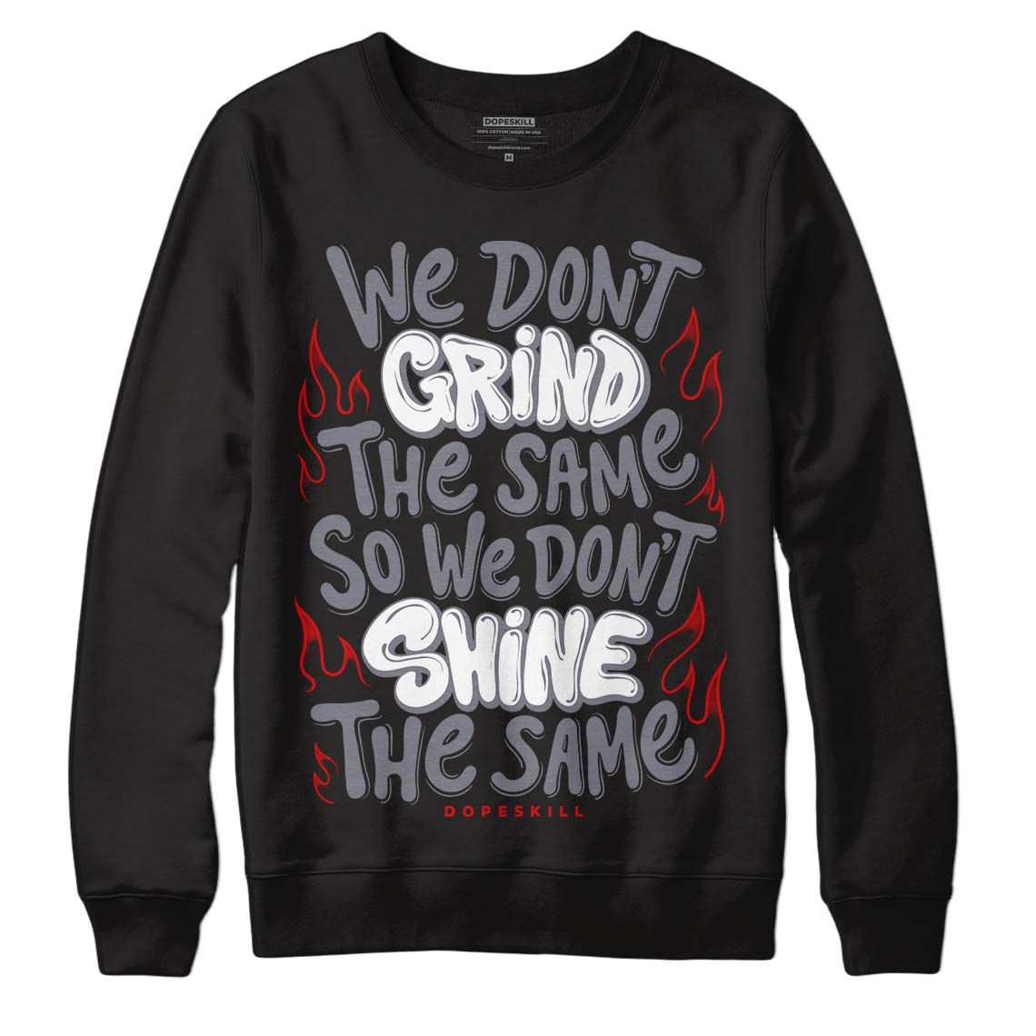 Jordan 9 Retro Fire Red DopeSkill Sweatshirt Grind Shine Graphic Streetwear - Black 