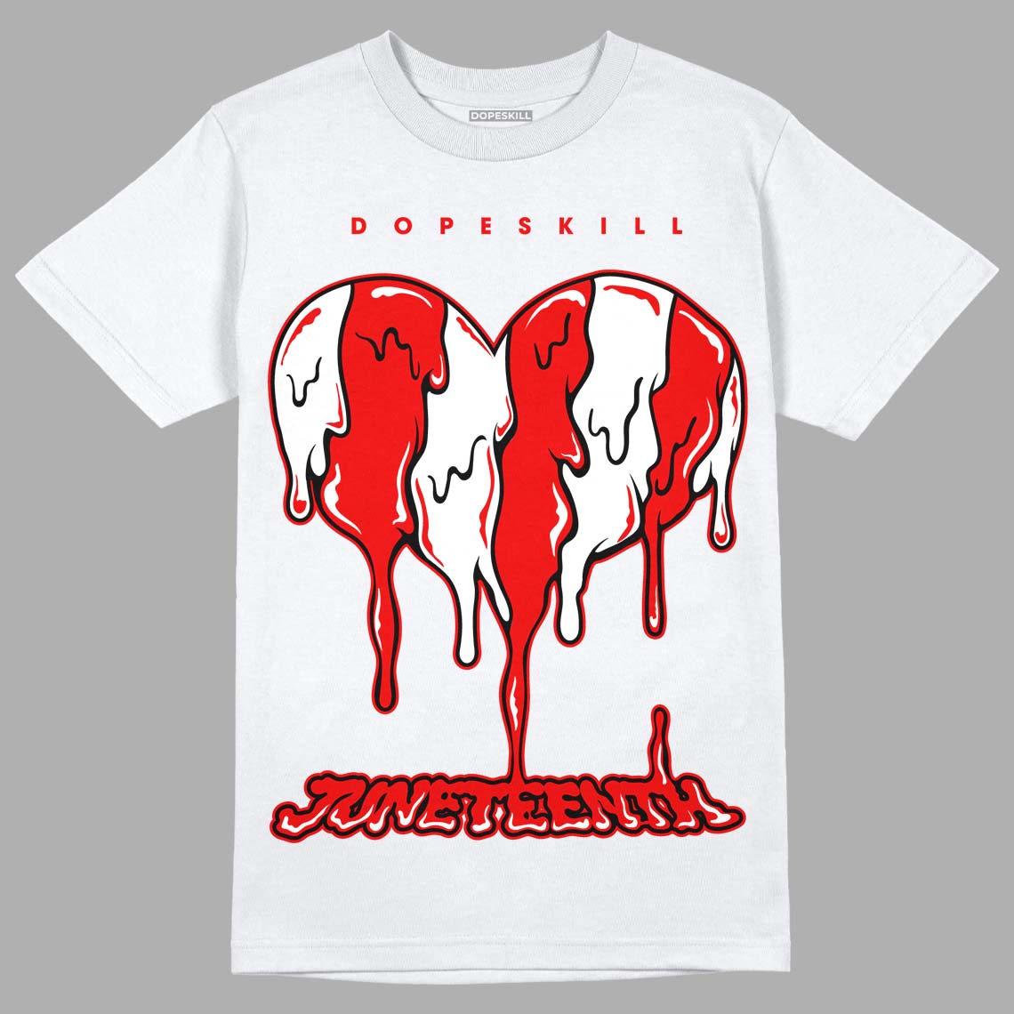 Cherry 11s DopeSkill T-Shirt Juneteenth Heart Graphic - White