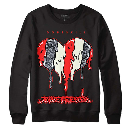 Jordan 3 Retro White Cement Reimagined DopeSkill Sweatshirt Juneteenth Heart Graphic Streetwear - Black