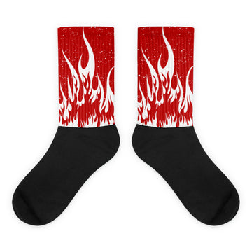 FIRE Sublimated Socks Match Jordan 6 “Red Oreo”