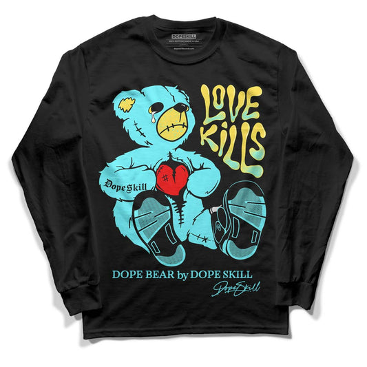 Aqua 5s DopeSkill Long Sleeve T-Shirt Love Kills Graphic - Black