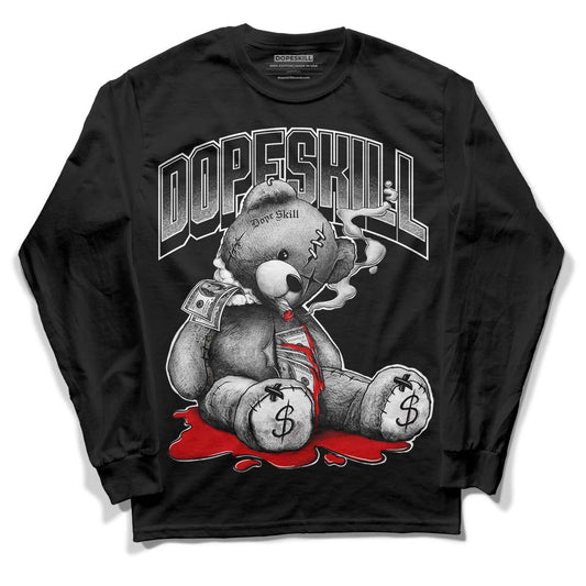 Panda White Black Dunk Low DopeSkill Long Sleeve T-Shirt Sick Bear Graphic - Black