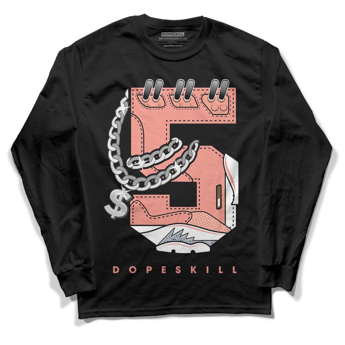 DJ Khaled x Jordan 5 Retro ‘Crimson Bliss’ DopeSkill Long Sleeve T-Shirt No.5 Graphic Streetwear - Black 
