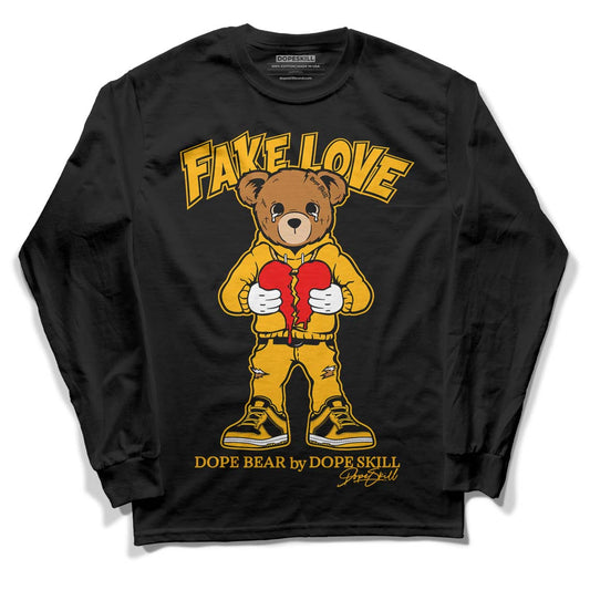 Goldenrod Dunk DopeSkill Long Sleeve T-Shirt Fake Love Graphic - Black 
