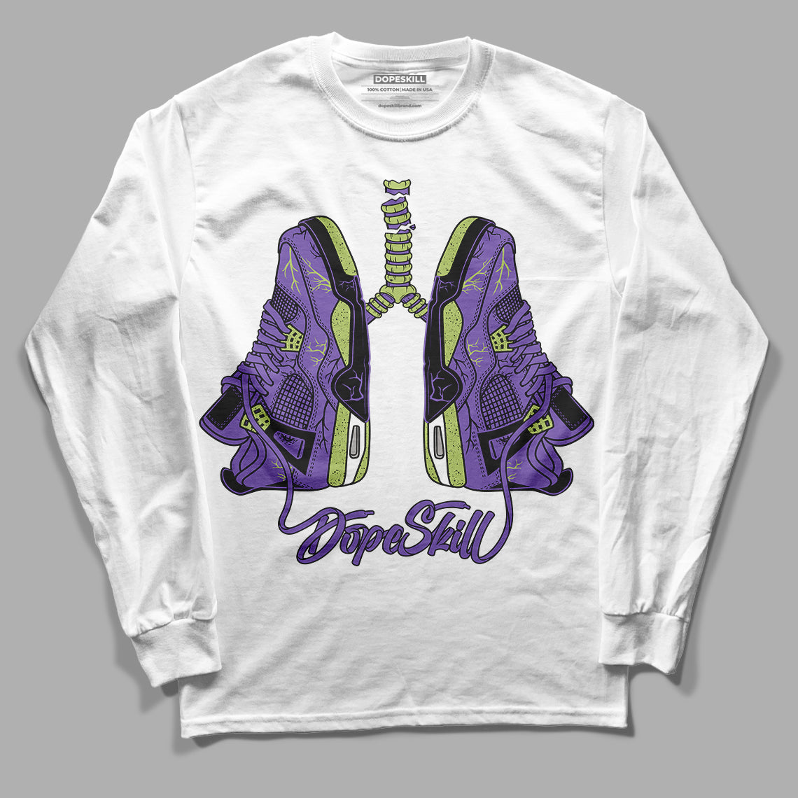 Canyon Purple 4s DopeSkill Long Sleeve T-Shirt Breathe Graphic - White 