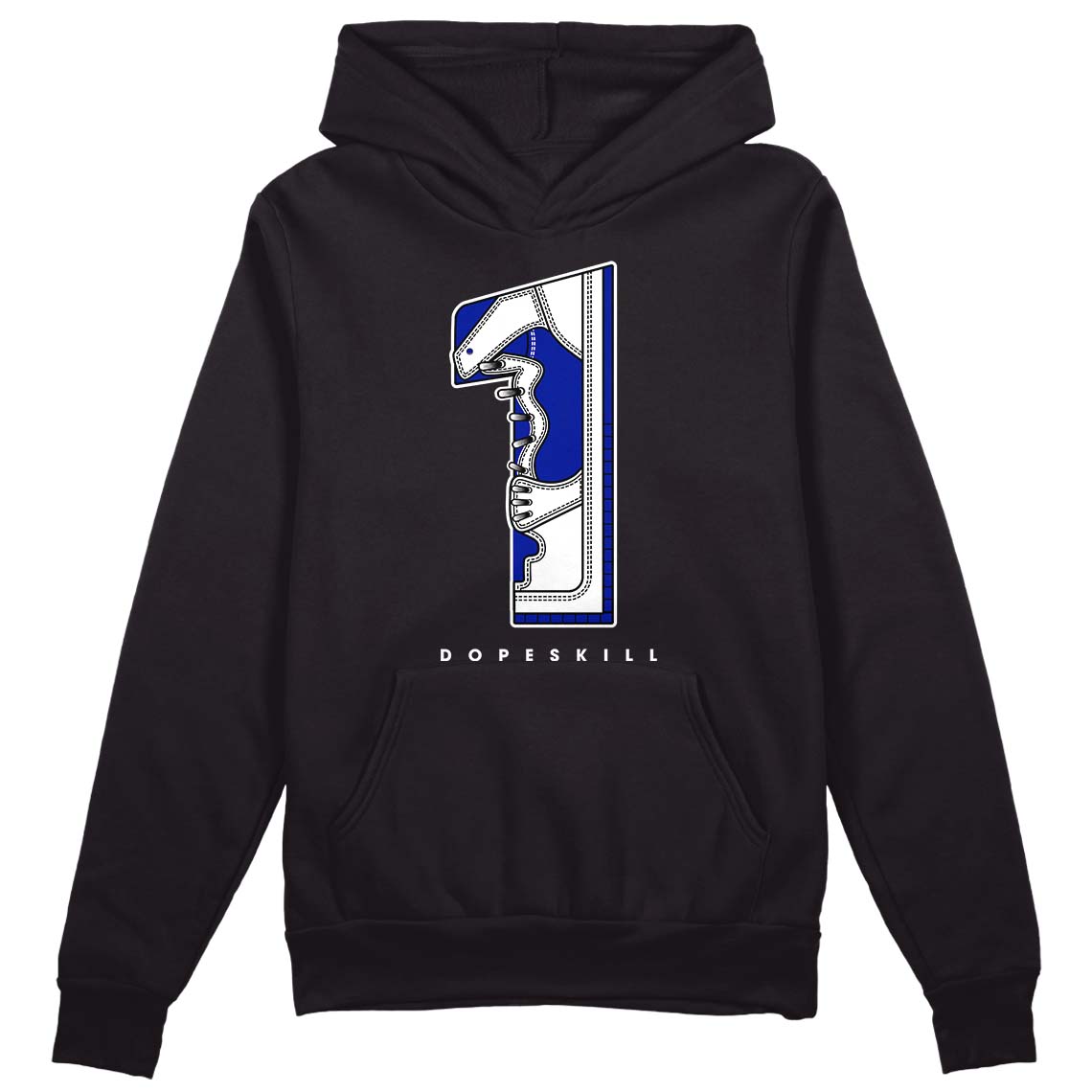 Racer Blue White Dunk Low DopeSkill Hoodie Sweatshirt No.1 Graphic - Black