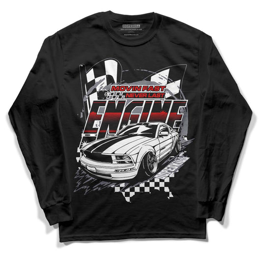 Fire Red 9s DopeSkill Long Sleeve T-Shirt ENGINE Tshirt Graphic - Black 