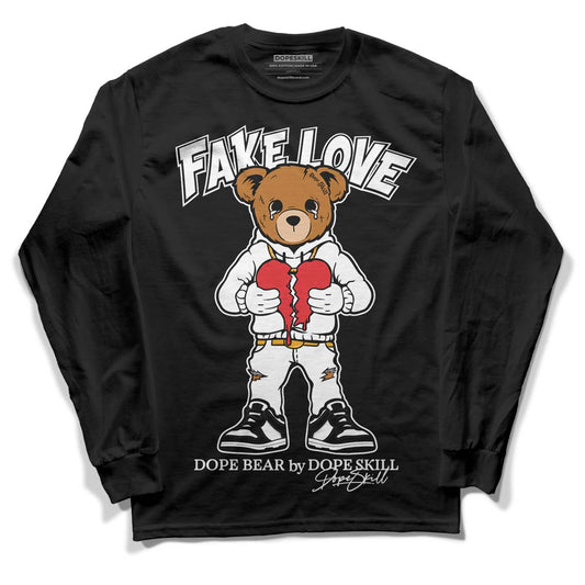 Panda White Black Dunk Low DopeSkill Long Sleeve T-Shirt Fake Love Graphic - Black 