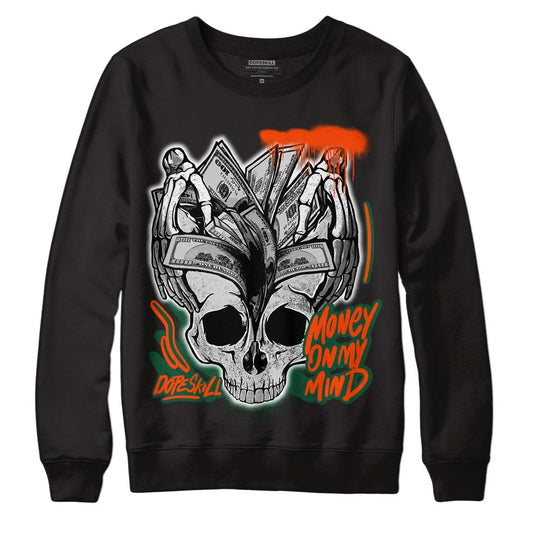 Dunk Low Team Dark Green Orange DopeSkill Sweatshirt MOMM Skull Graphic - Black