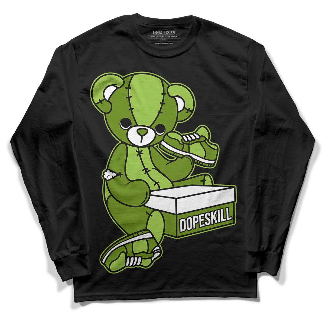 Dunk Low 'Chlorophyll' DopeSkill Long Sleeve T-Shirt Sneakerhead BEAR Graphic - Black 