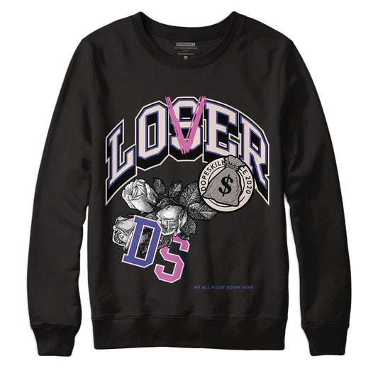 Jordan 7 SE Sapphire DopeSkill Sweatshirt Loser Lover Graphic - Black 