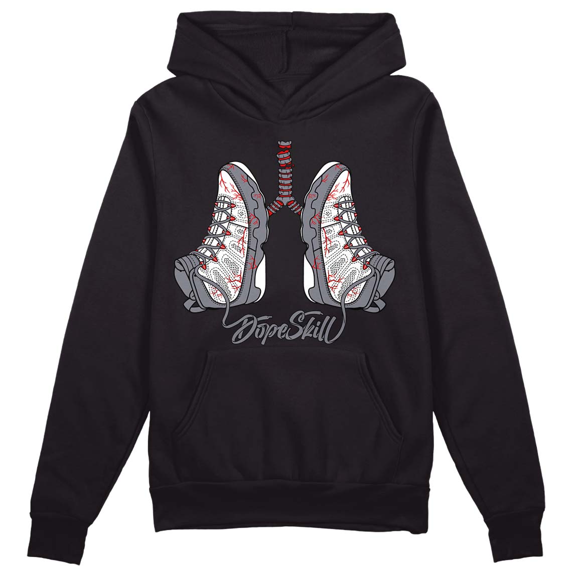 Fire Red 9s DopeSkill Hoodie Sweatshirt Breathe Graphic - Black 