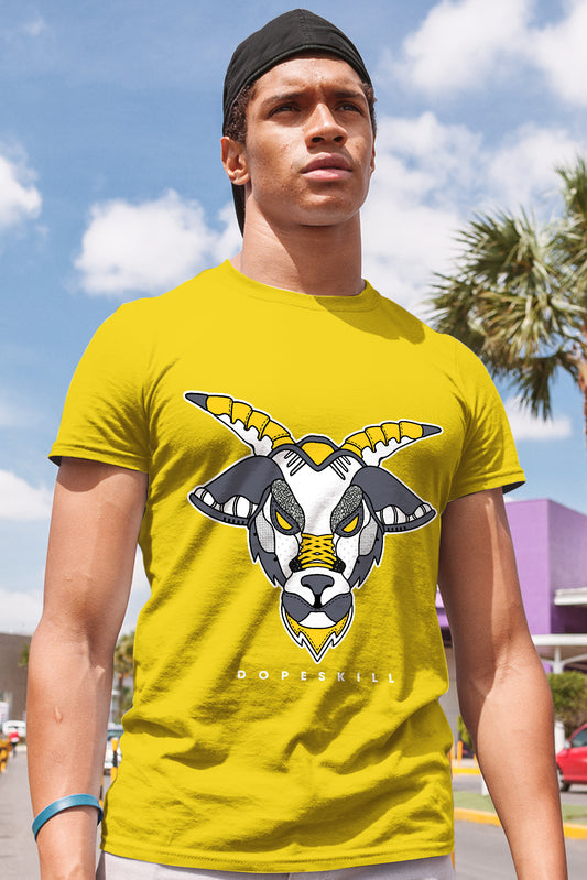 AJ 4 Lightning DopeSkill Tour Yellow T-shirt Sneaker Goat Graphic